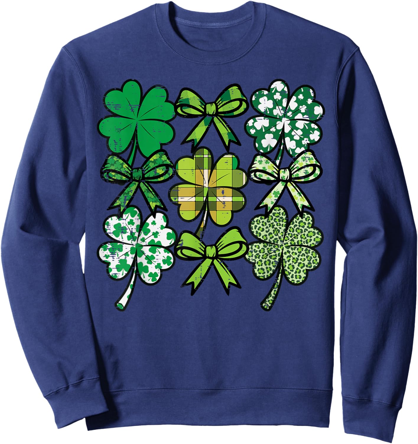 St Patricks Day Coquette Shamrock Saint Pattys Women Girls Sweatshirt - Sweatshirt | Navy