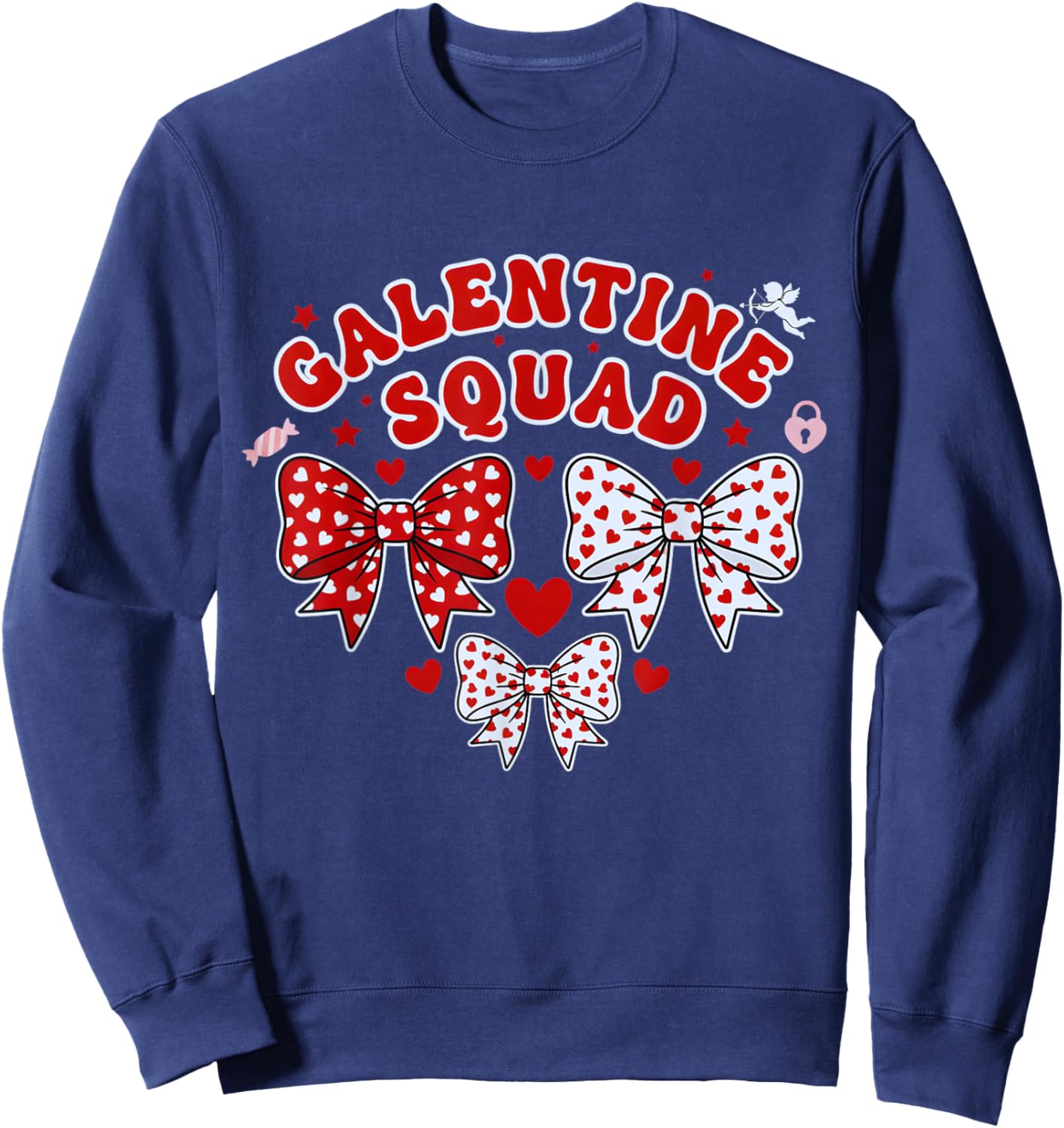 Galentine's Day Galentines Squad Valentine Day Coquette Bow Sweatshirt - Sweatshirt | Navy