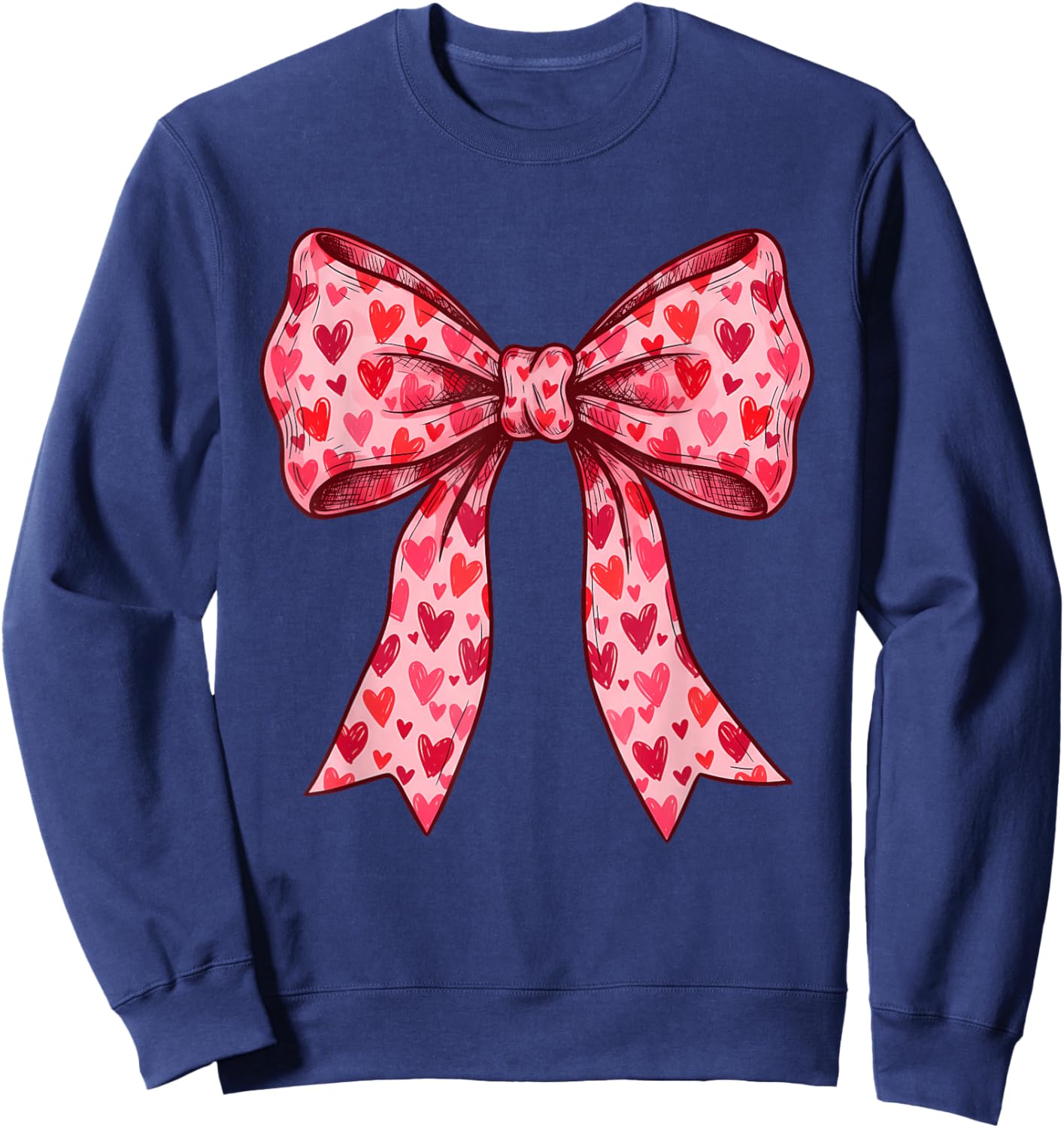 Cute Coquette Bows Valentines Day Girls Kids Sweatshirt - Sweatshirt | Navy