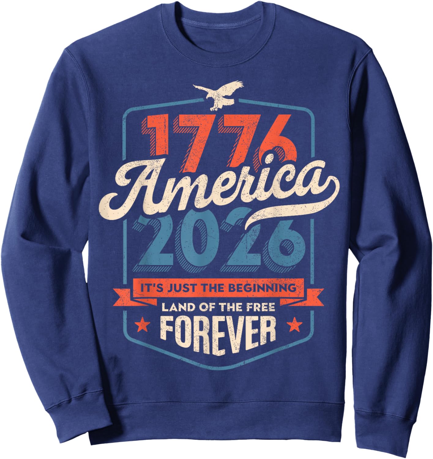 America 1776 2026 Bicentennial 1970s Vintage Style Sweatshirt - Sweatshirt | Navy