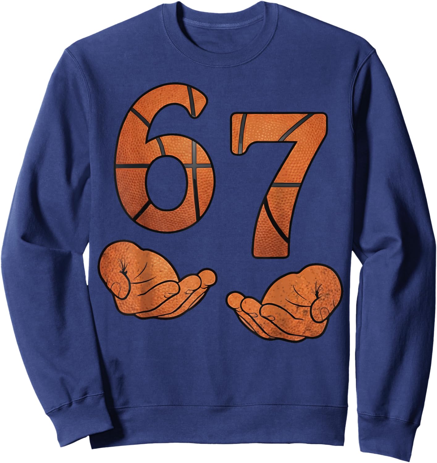 Kids Meme 6 7 Six Seven Italian Brainrot 67 Basketball Sweatshirt - Sweatshirt | Navy
