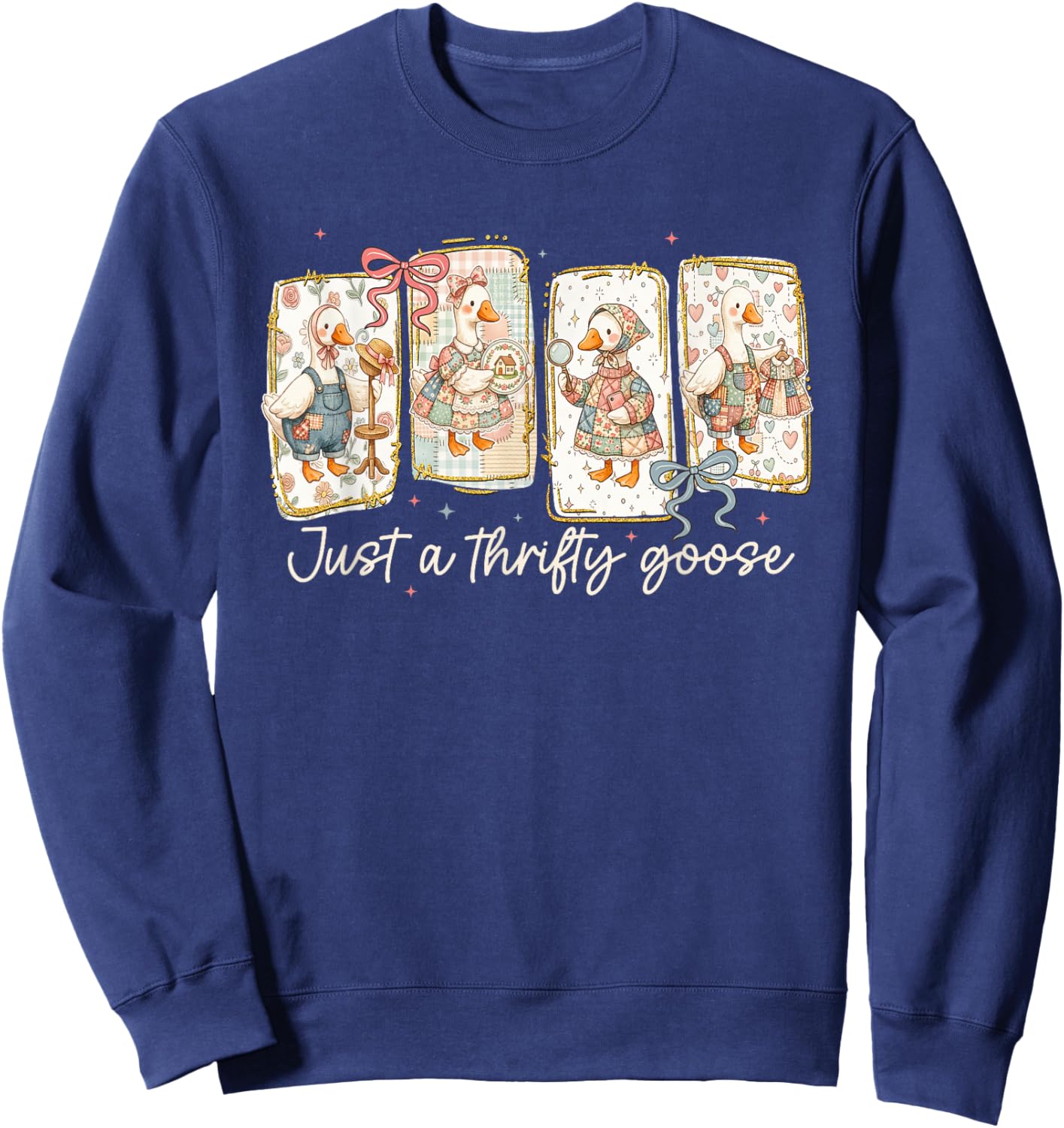 Just A Thrifty Goose Thrift Shop Thrifting Silly-Goose Women Sweatshirt - Sweatshirt | Navy