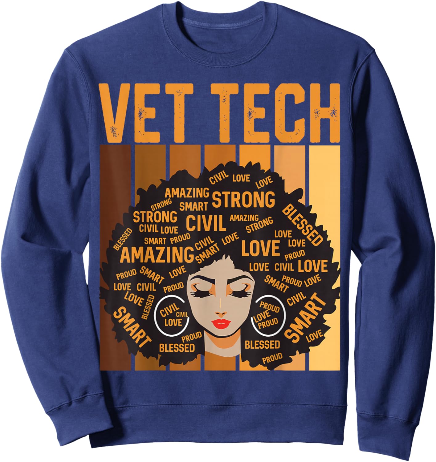Vet Tech Powerful Black History Month Black Pride Design Sweatshirt - Sweatshirt | Navy