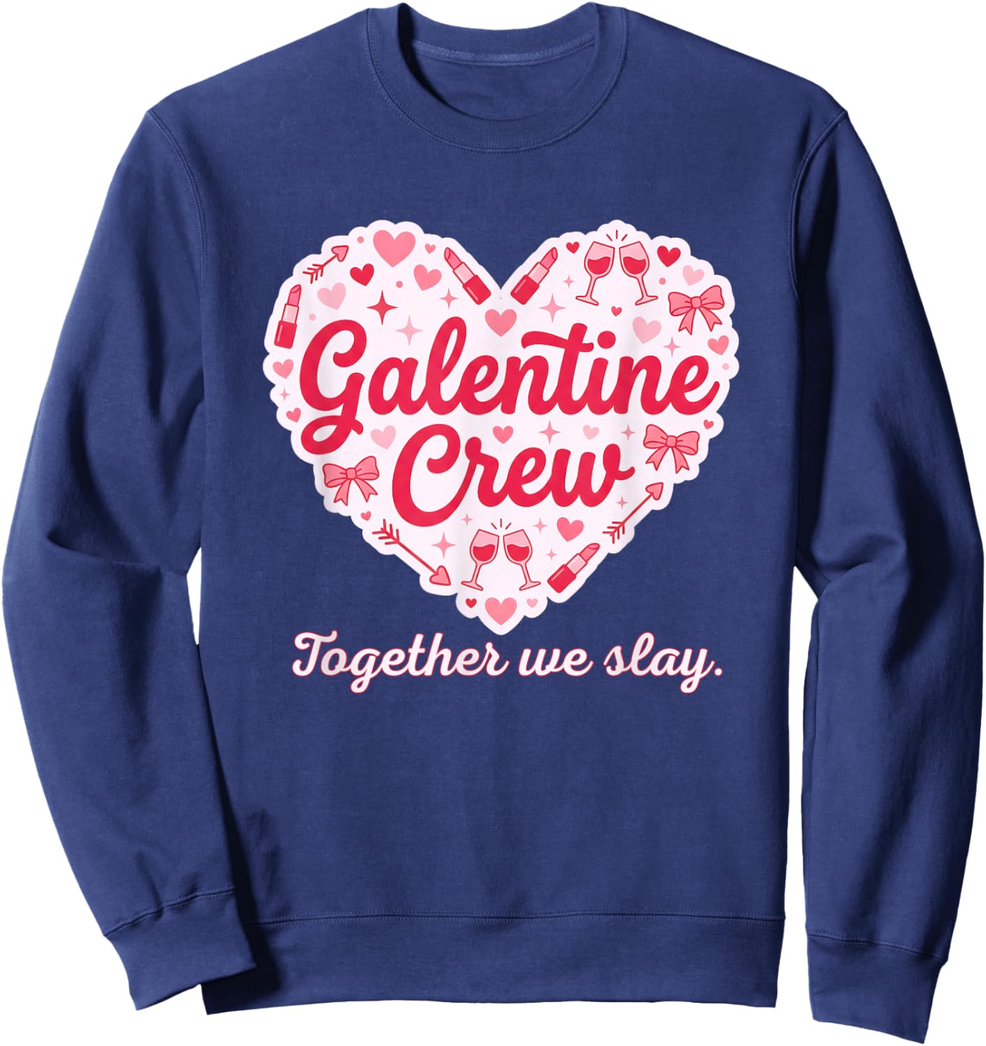 Valentines Day Galentine's Gang Heart Valentine Women Girls Sweatshirt - Sweatshirt | Navy