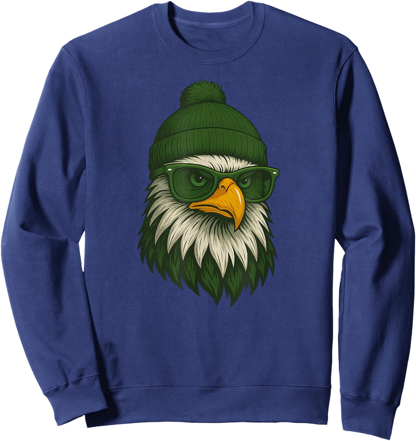 Eagle with Sunglasses and Beanie Men Women Kids Sweatshirt - Sweatshirt | Navy