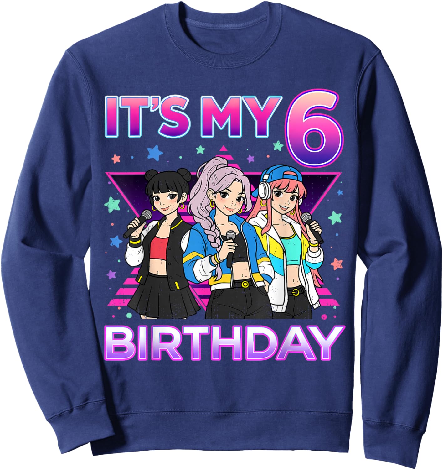 6 Years Old Birthday K pop Kids 6th Birthday Girls K-Pop Sweatshirt - Sweatshirt | Navy