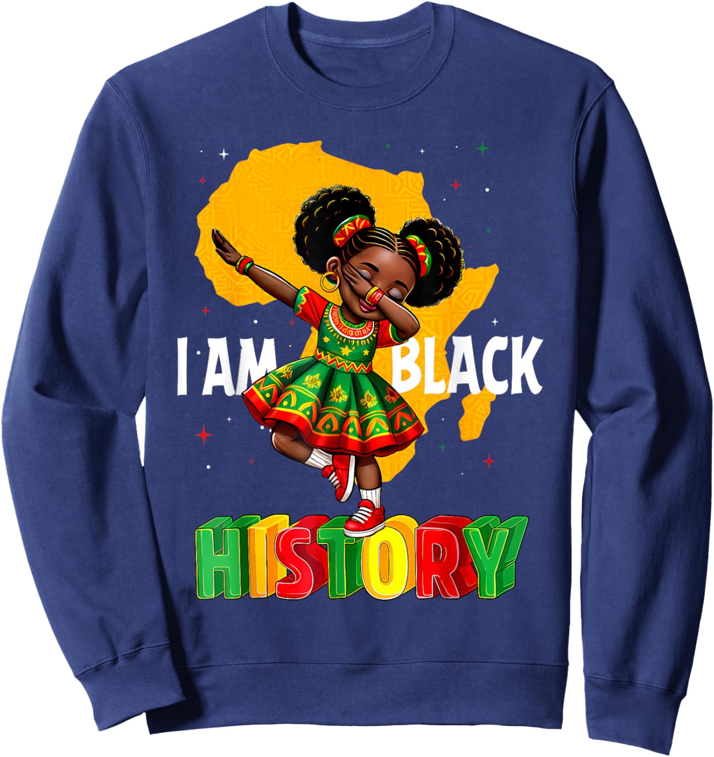 I Am Black History Month African American Girl Kid Sweatshirt - Sweatshirt | Navy
