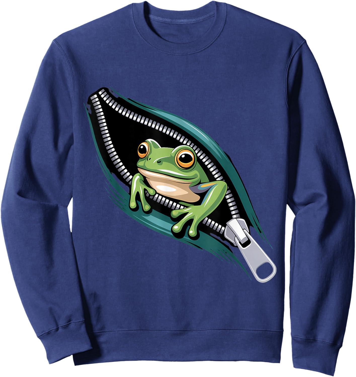 Frog Animal Graphic Forest Toad Lover Amphibian Funny Frog Sweatshirt - Sweatshirt | Navy