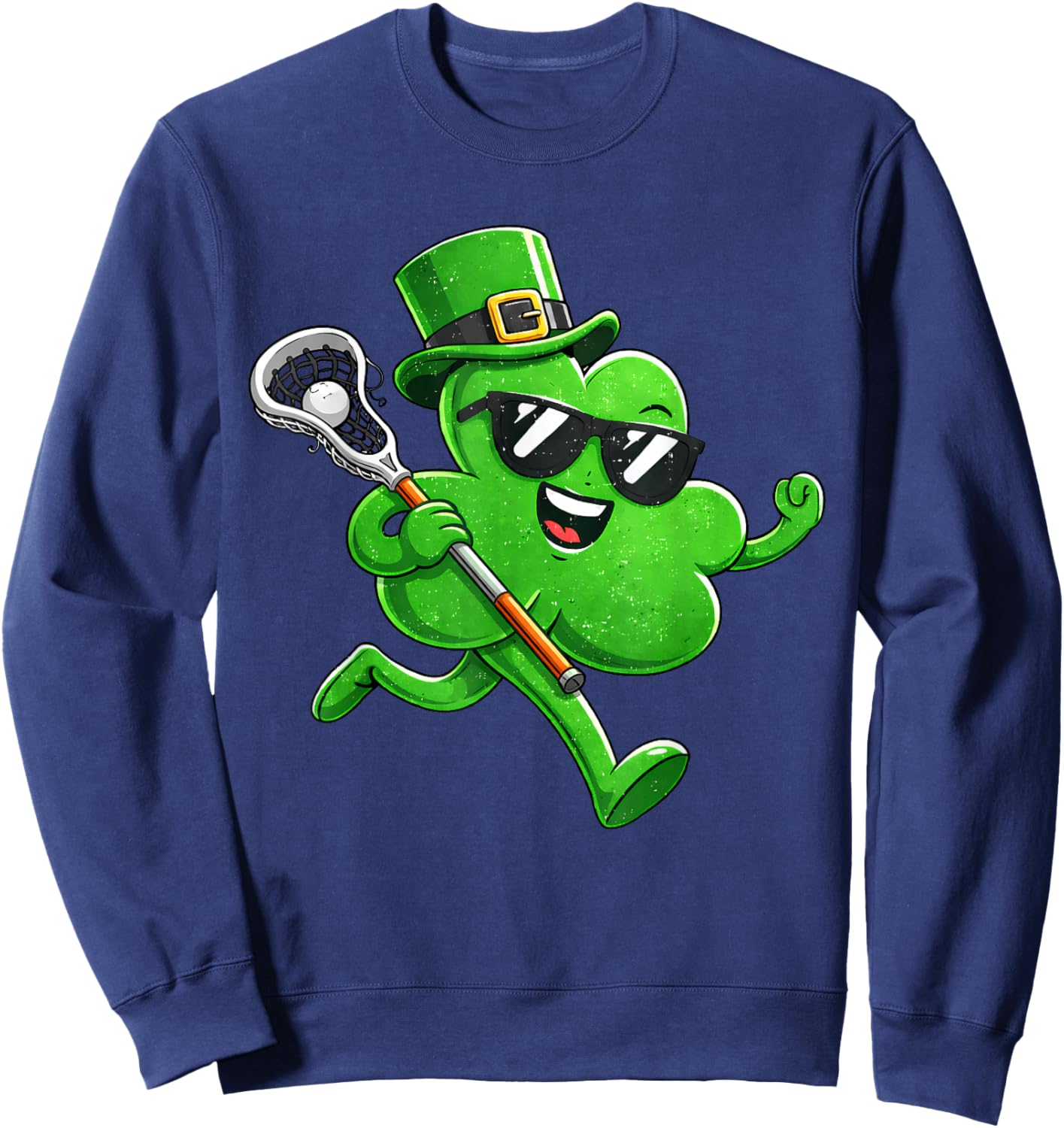 Lacrosse St Patricks Day Boys Kids Lax Sport Irish Shamrock Sweatshirt - Sweatshirt | Navy