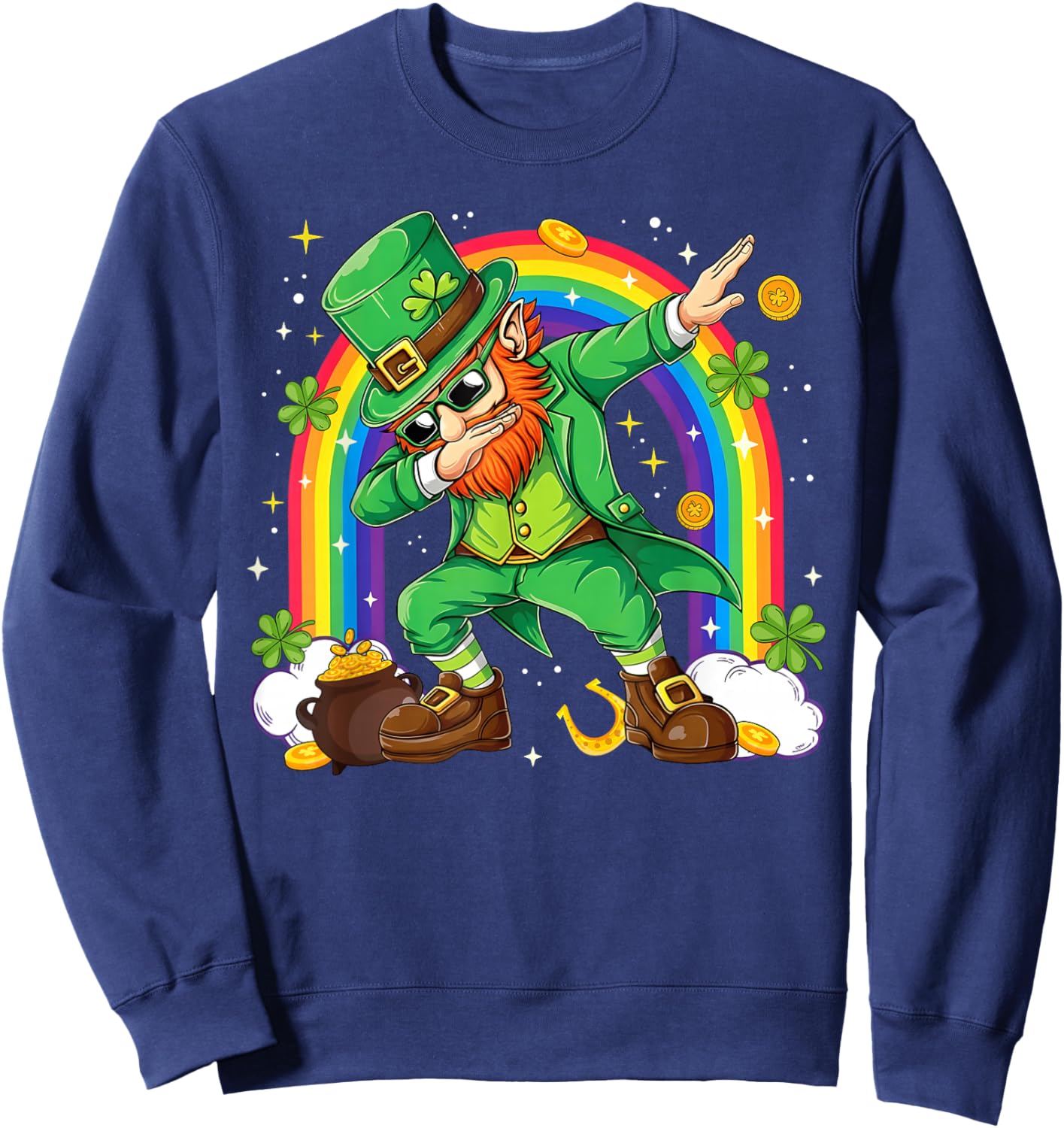 St Patrick's Day Dabbing Leprechaun Dab Dance Men Boy Girl D Sweatshirt - Sweatshirt | Navy