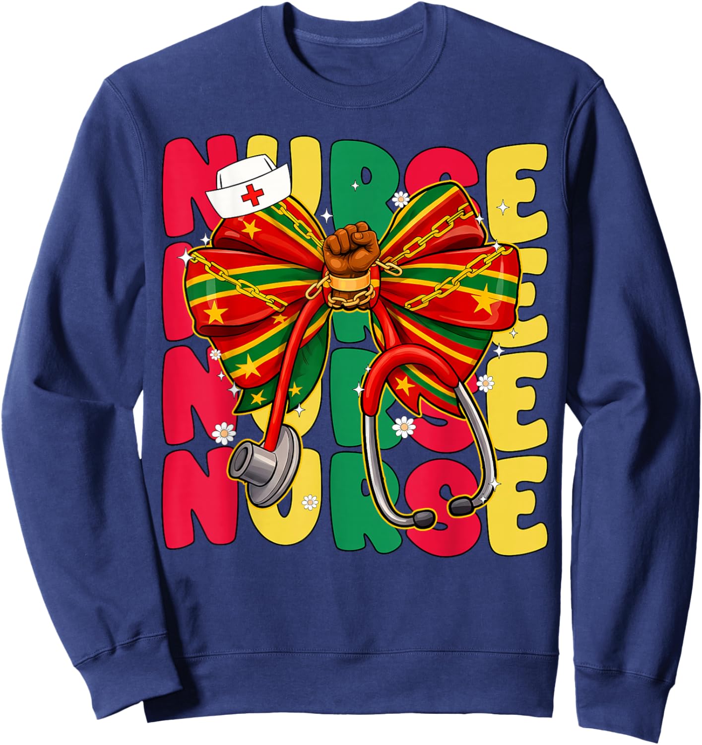 Black History Nurse Coquette Melanin PICU MBU ER NICU L&D Sweatshirt - Sweatshirt | Navy