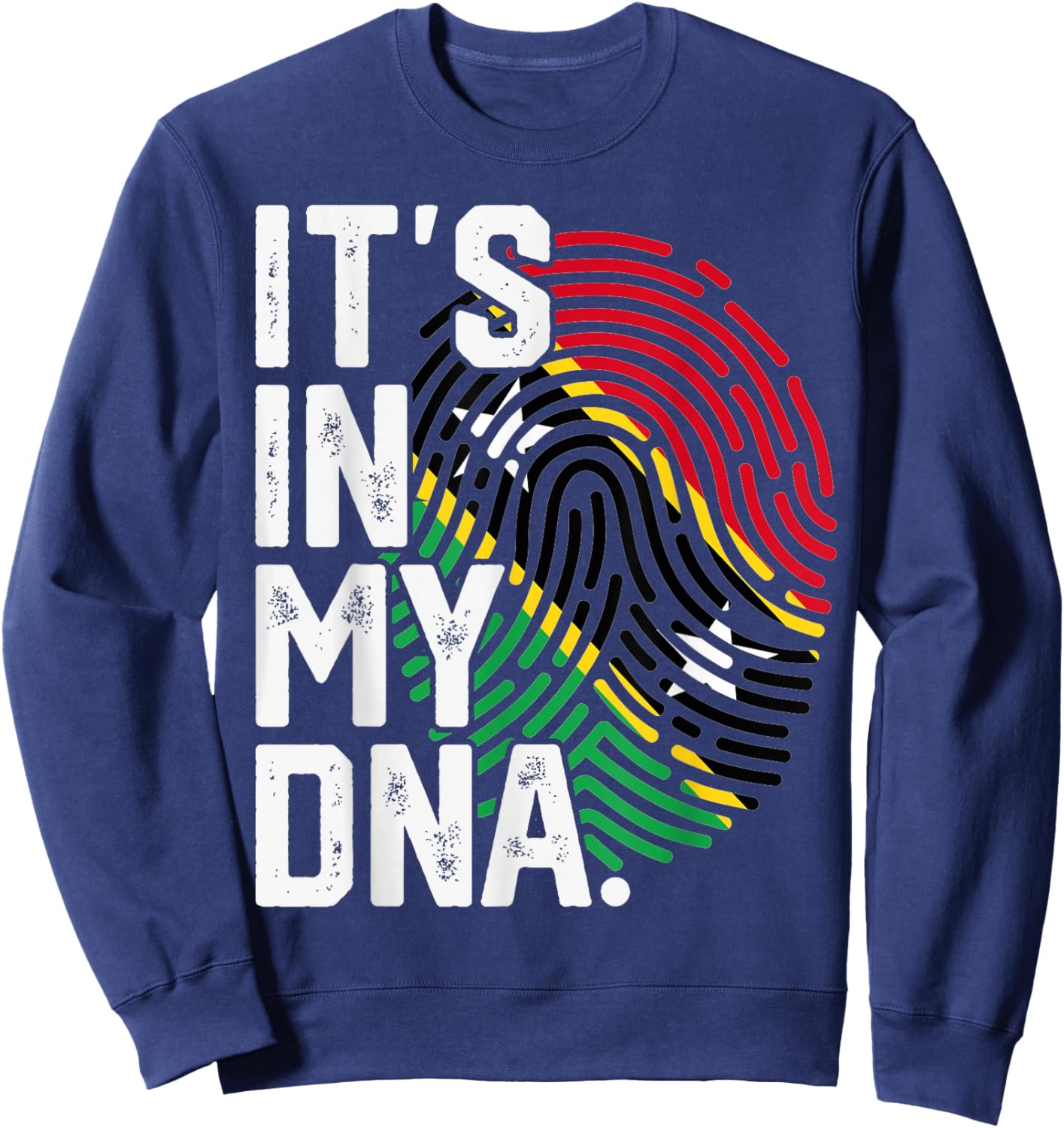 Saint Kitts and Nevis Roots Flag Fingerprint Patriotic Sweatshirt - Sweatshirt | Navy