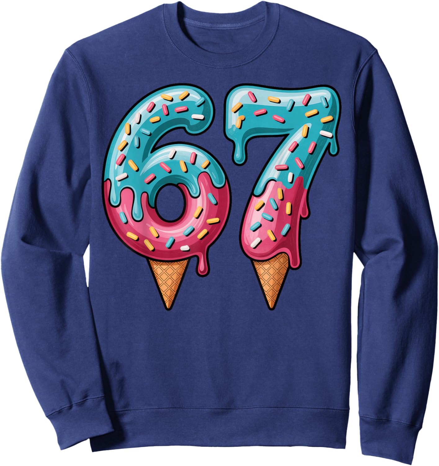 67 Ice Cream Drip Meme Sweatshirt - Sweatshirt | Navy