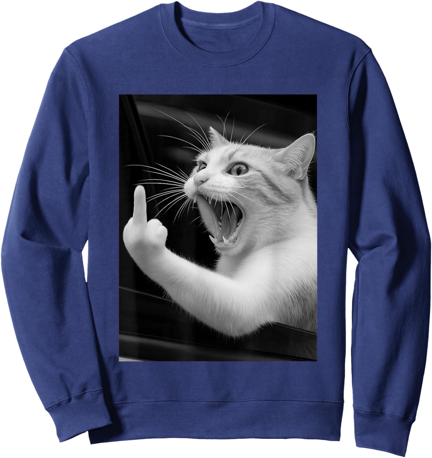 Funny Angry Cat Men Women Gift Sweatshirt - Sweatshirt | Navy