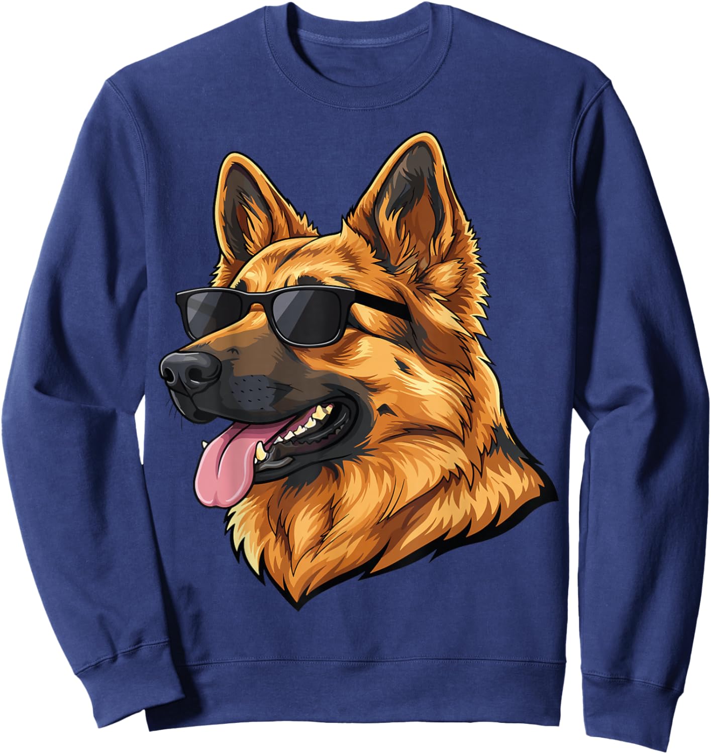 Funny German Shepherd Illustration Vintage Dogs Pets Animals Sweatshirt - Sweatshirt | Navy