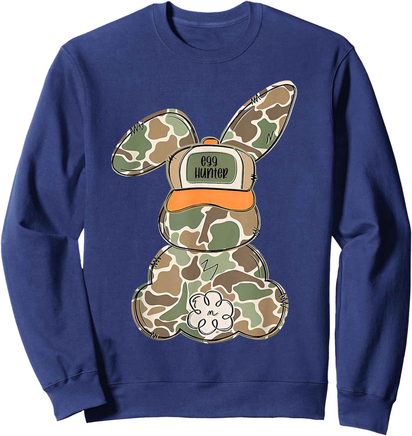 Cute Bunny Egg Hunter Rabbit Camouflage Easter Couples Boys Sweatshirt - Sweatshirt | Navy