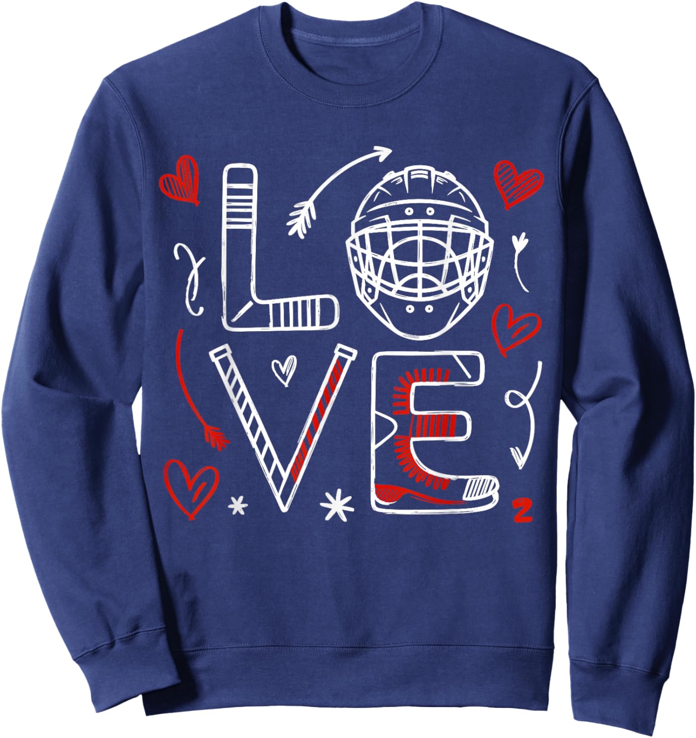 Valentine's Day Love Ice Hokey Item for Hockey Lovers Player Sweatshirt - Sweatshirt | Navy