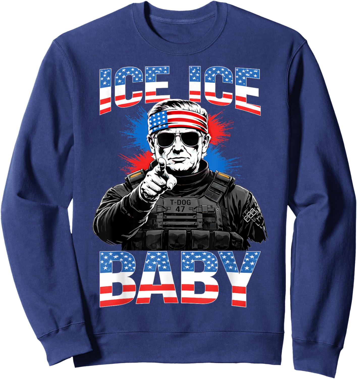 Vintage Ice Ice Baby Funny Trump Sweatshirt - Sweatshirt | Navy