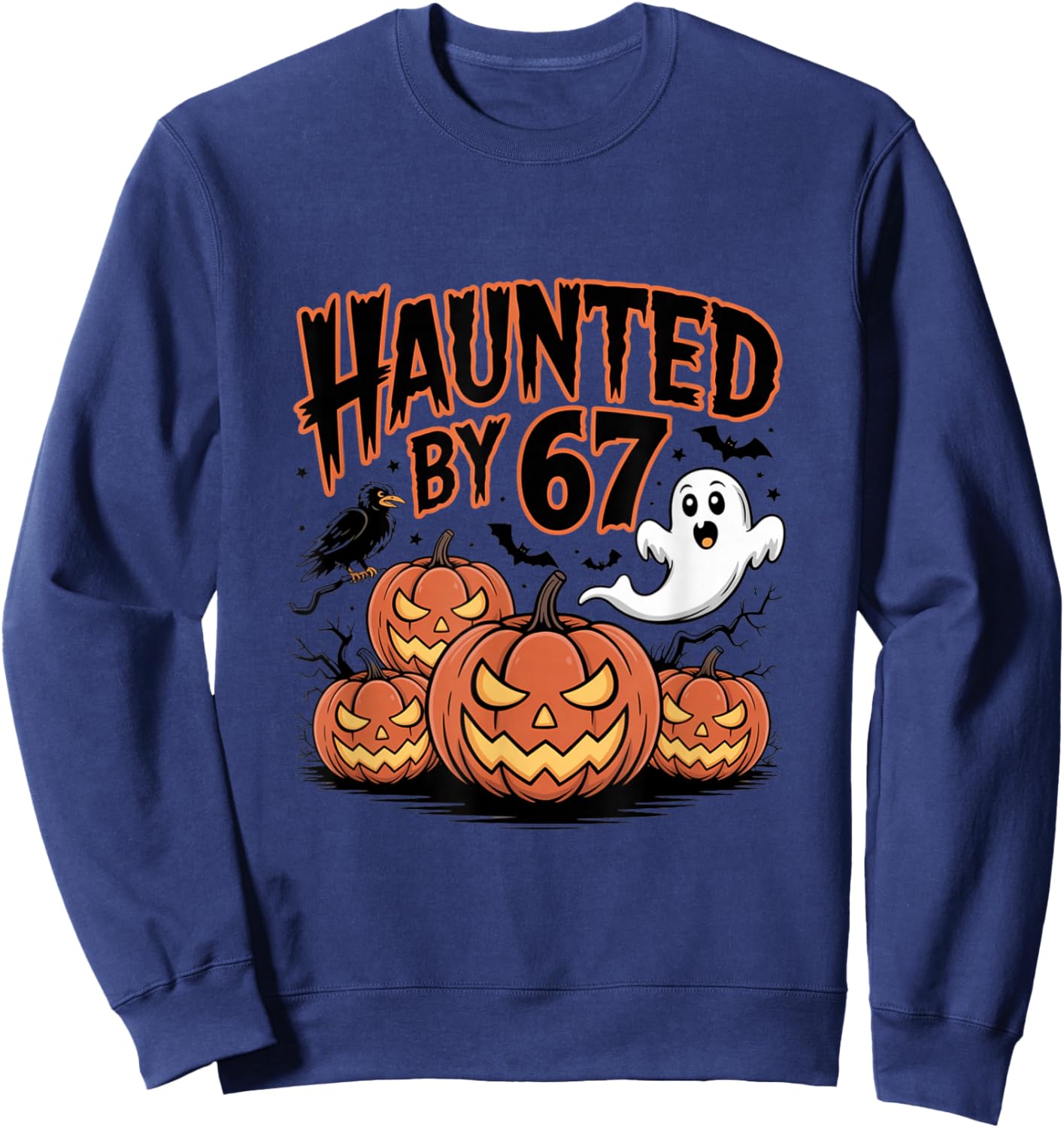 Haunted by 6-7 Funny Halloween 6-7 Costume Six Seven Sweatshirt - Sweatshirt | Navy