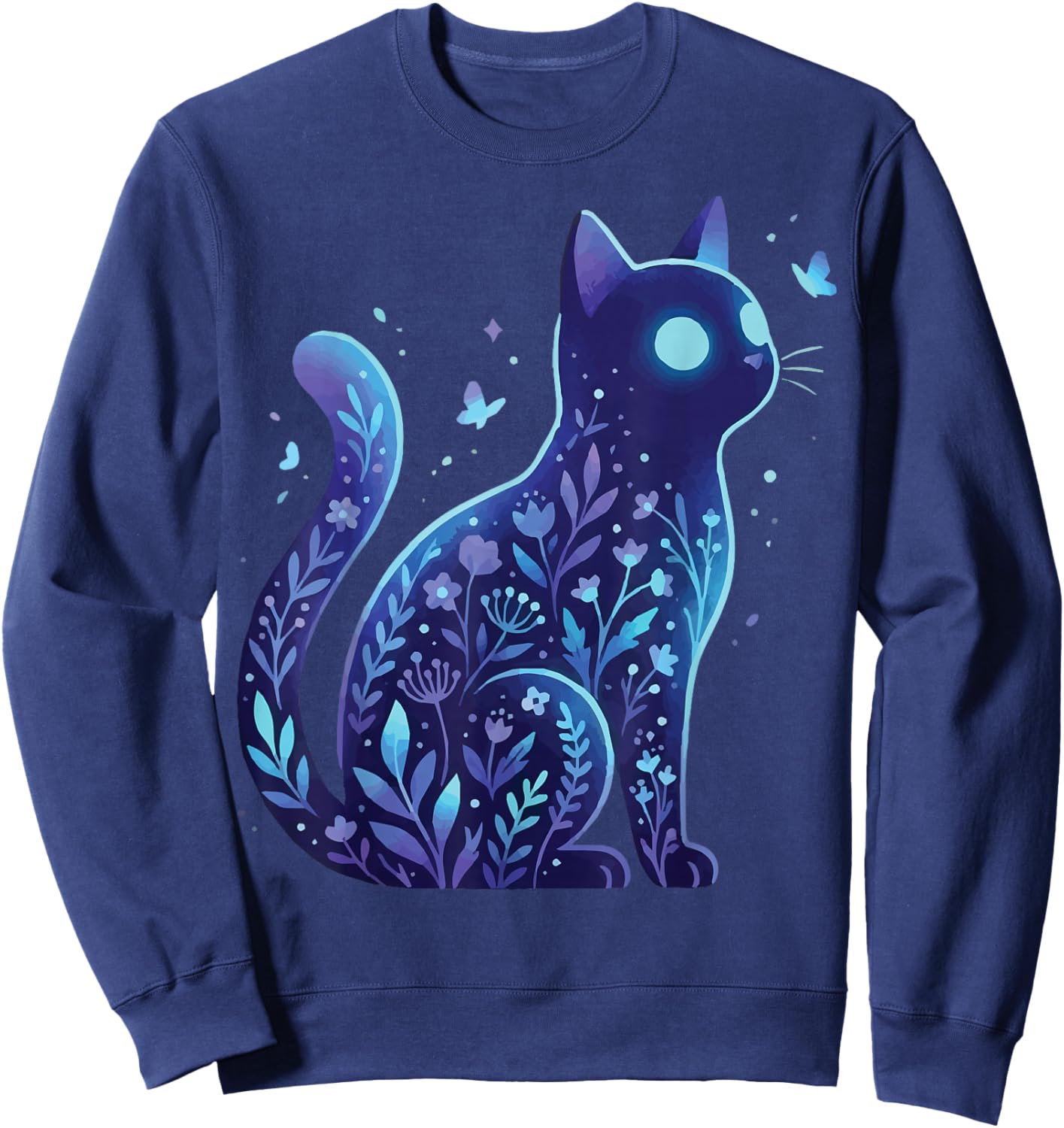 Cat Dark Aehsetetic Pastel Goth Gothcore Sweatshirt - Sweatshirt | Navy