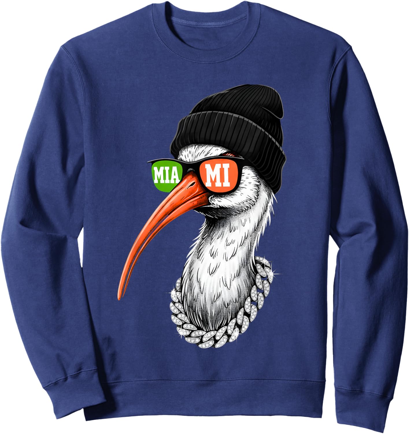 Miami Ibis Beanie, Bling Split-Lens Sunglasses Sweatshirt - Sweatshirt | Navy