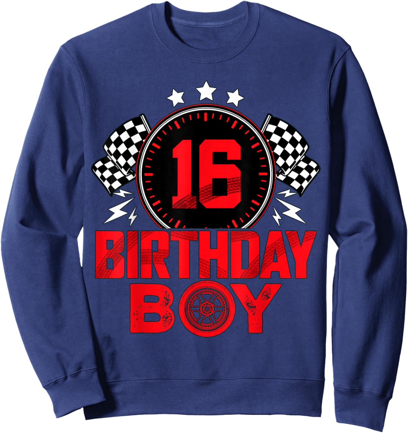 Race Car 16th Birthday Boy Party Racing 16 Year Old Pit Crew Sweatshirt - Sweatshirt | Navy