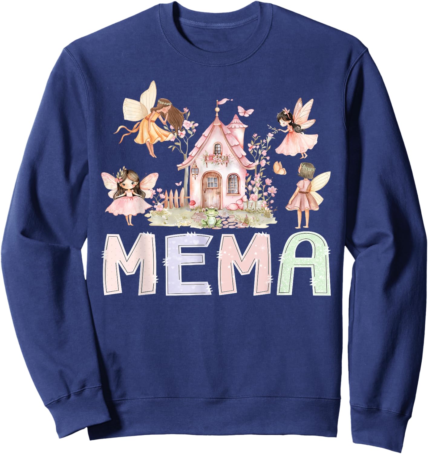 Fairy Mema Magical Floral Birthday Girl Fairytale Matching Sweatshirt - Sweatshirt | Navy