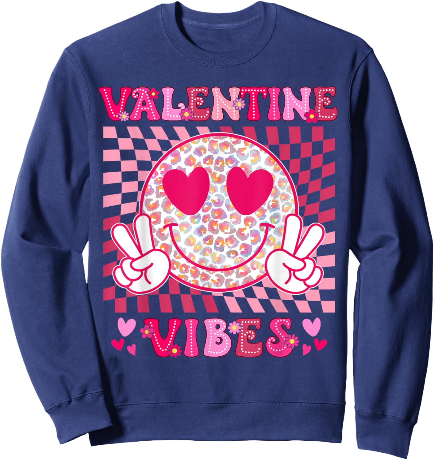Valentines Vibes Valentines Day for Teens Boys Girls Kids Sweatshirt - Sweatshirt | Navy