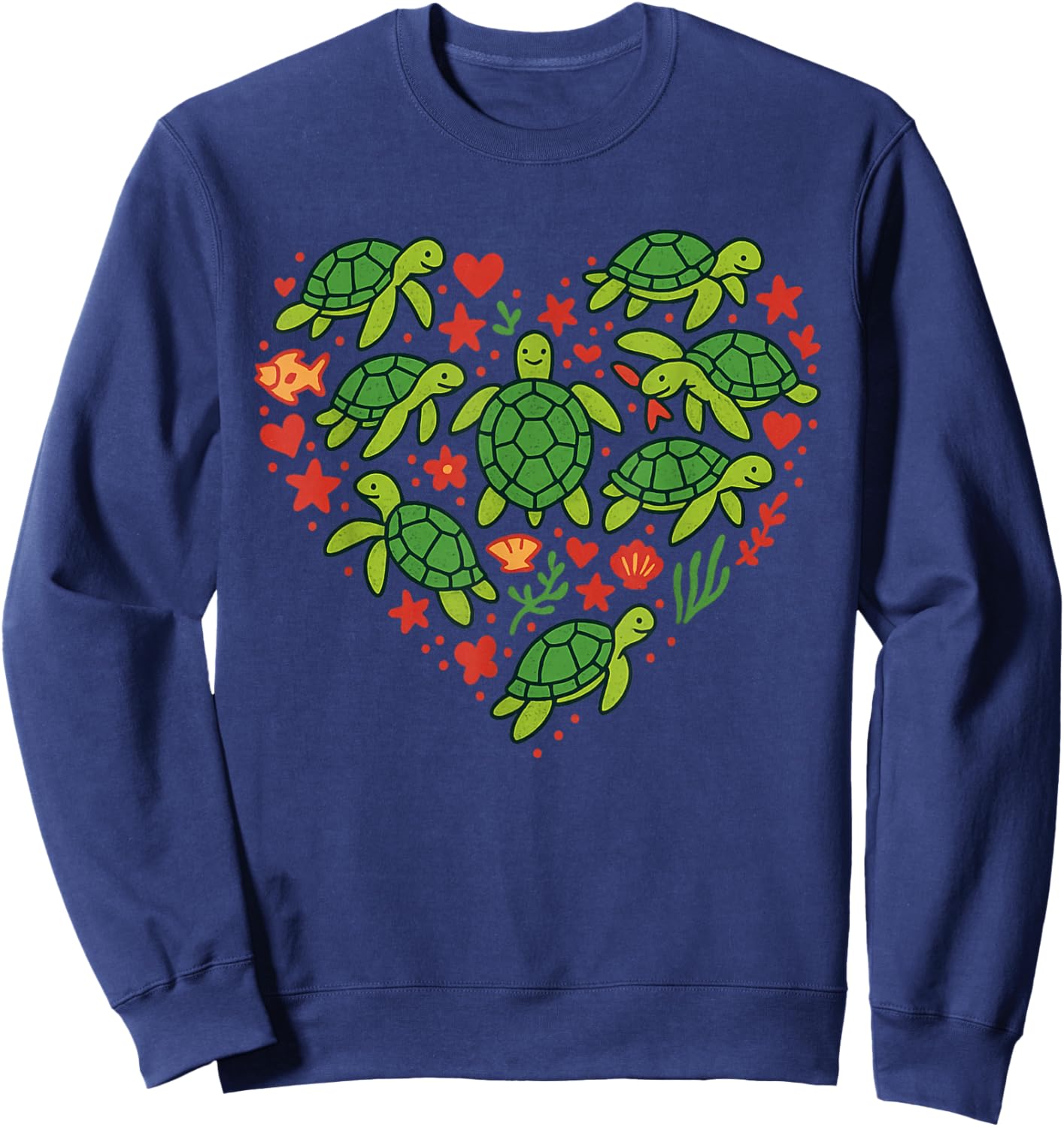 Sea Turtle Heart Valentines Day Lover Save Sweatshirt - Sweatshirt | Navy