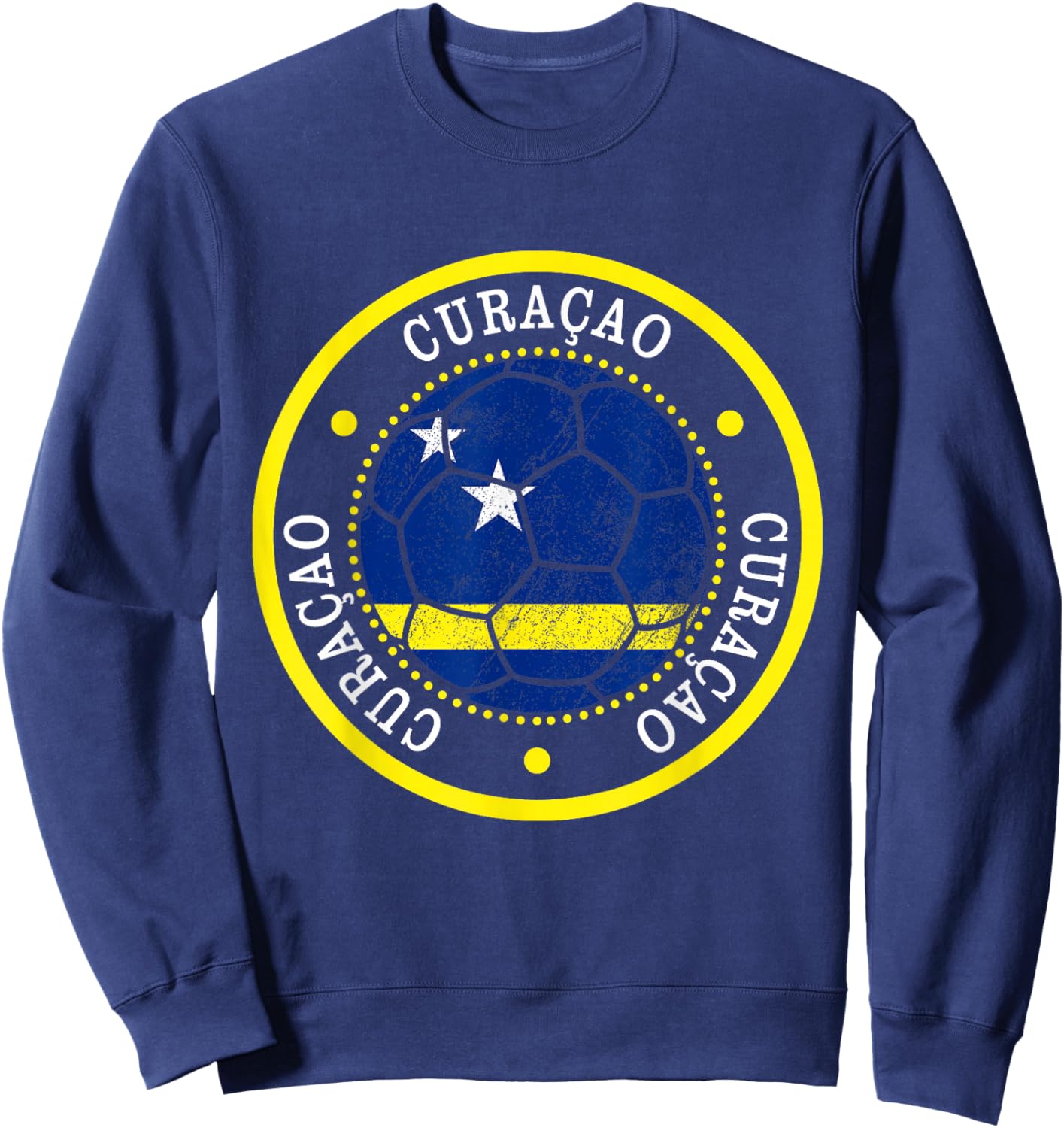 Curacao Soccer Ball,Curacao,Flag of Curacao,Curacao Flag. Sweatshirt - Sweatshirt | Navy
