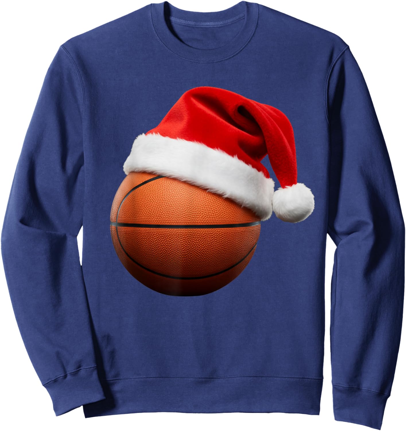Basketball Christmas Hat Funny Holiday Sports Bball Sweatshirt - Sweatshirt | Navy
