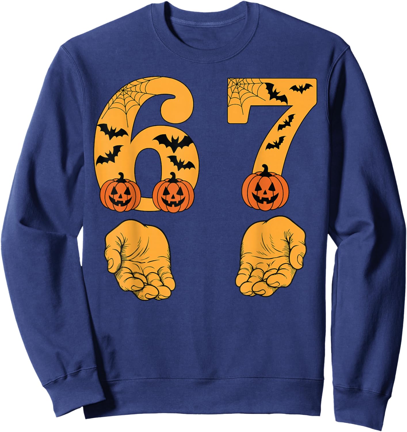 Funny Six Seven Meme Hands Gesture Gen Alpha Slang Halloween Sweatshirt - Sweatshirt | Navy
