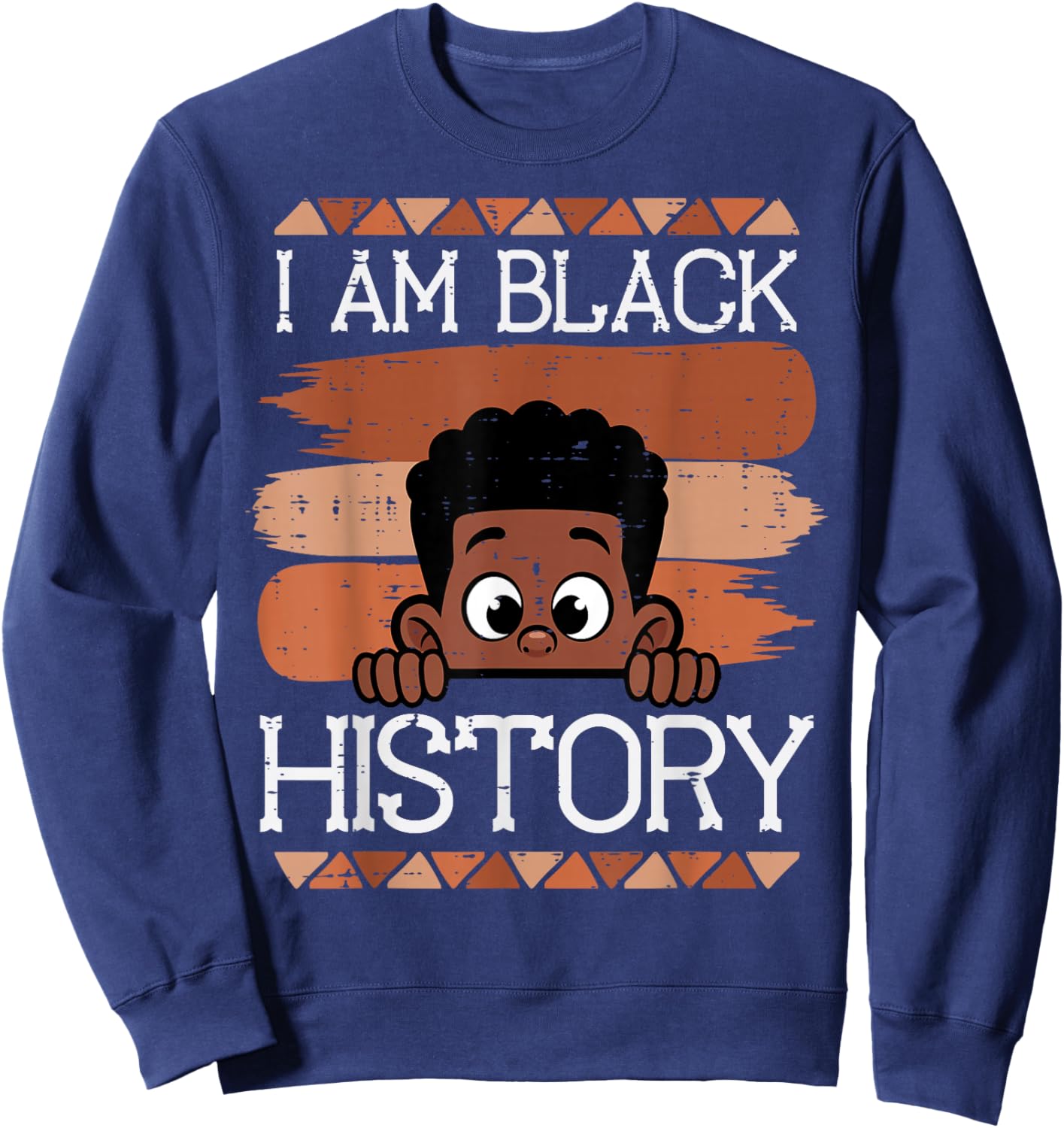 I Am Black History African Boy Peeking Cute Boys Kids Youth Sweatshirt - Sweatshirt | Navy