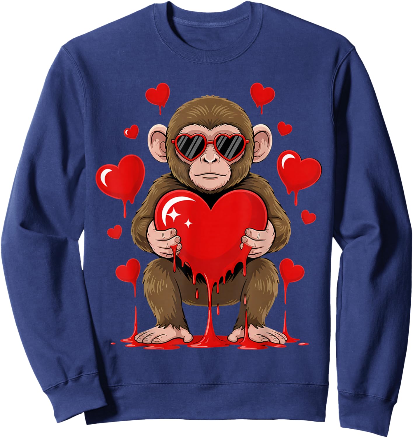Valentines Day Cute Valentine Monkey Lover Sweatshirt - Sweatshirt | Navy