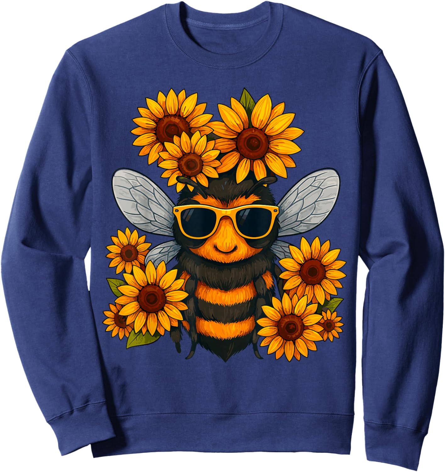 Bee with Sunflowers Sweatshirt - Sweatshirt | Navy