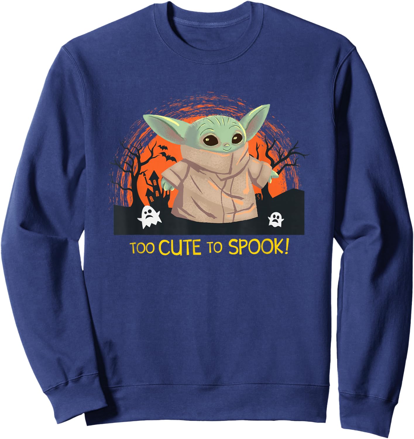 Star Wars The Mandalorian Grogu Too Cute To Spook Halloween Sweatshirt - Sweatshirt | Navy