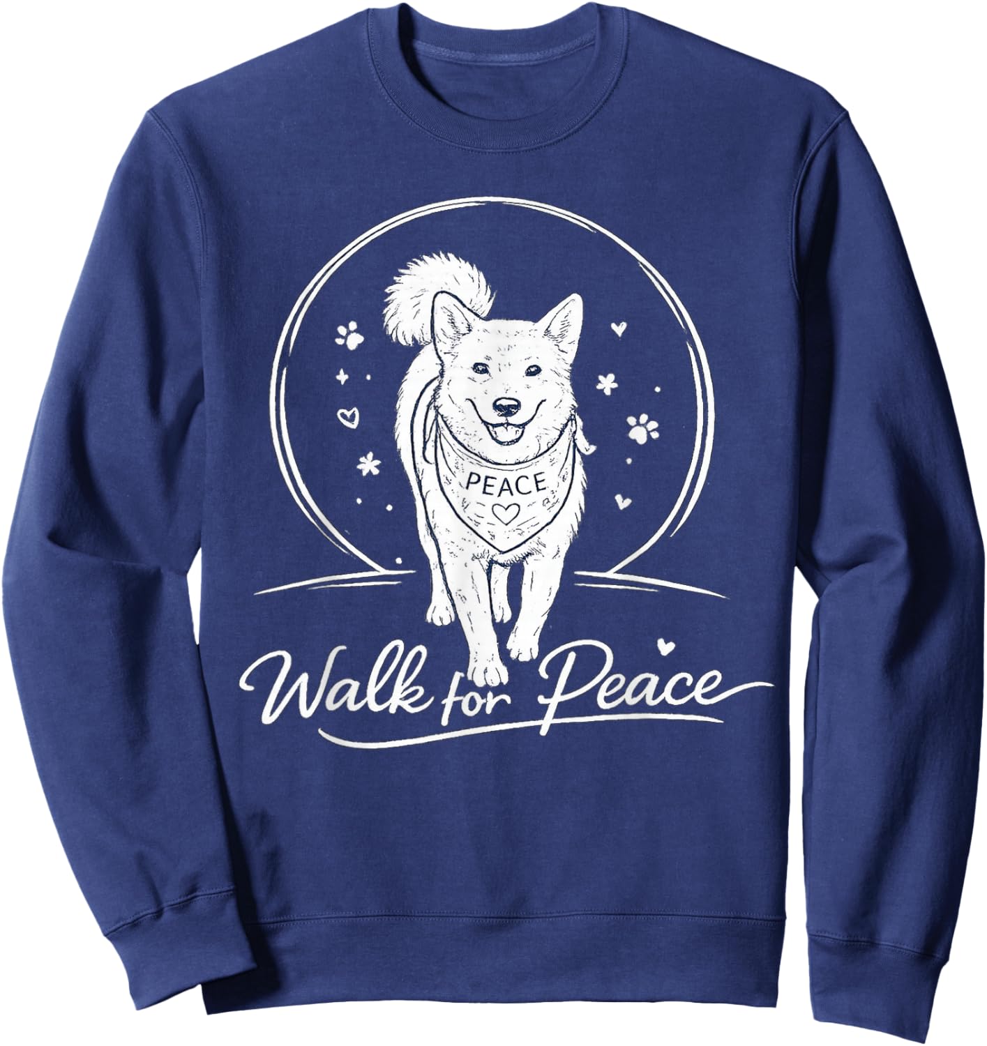 Peaceful Aloka Dog Walk for Peaceful Monks Spreading Sweatshirt - Sweatshirt | Navy