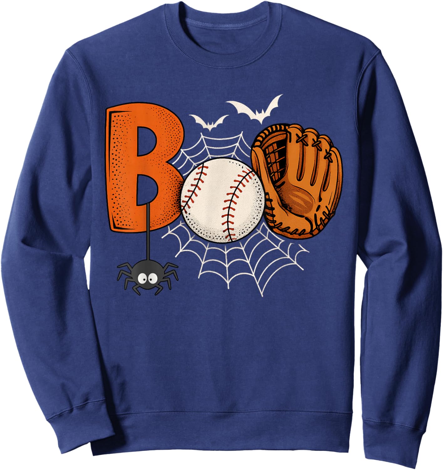 Funny Boo Baseball Halloween Sports Men Boys Kids Toddler Sweatshirt - Sweatshirt | Navy