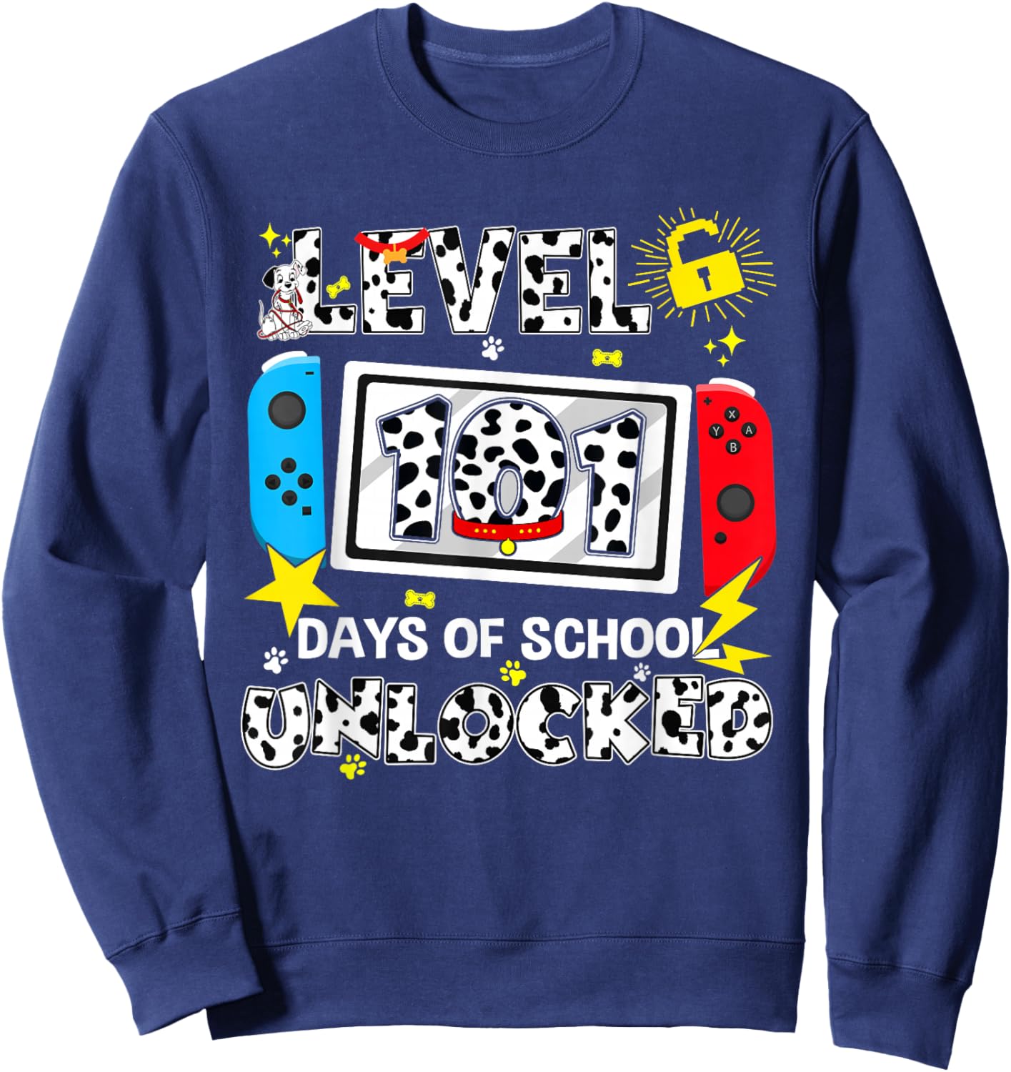 Level Unlocked Game Controller 101 Days School 100 Days Sweatshirt - Sweatshirt | Navy