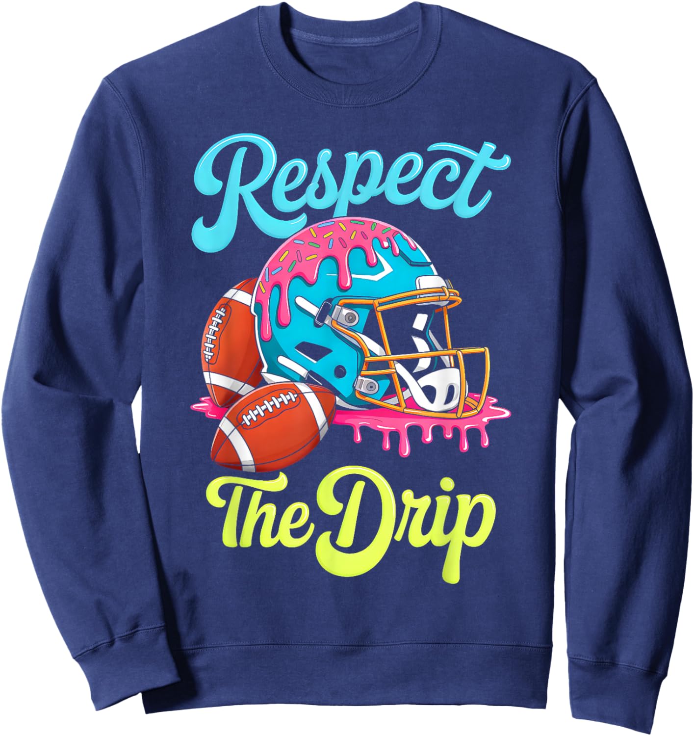 Football Drip Boys Football Ice Cream Sprinkle Respect Drip Sweatshirt - Sweatshirt | Navy