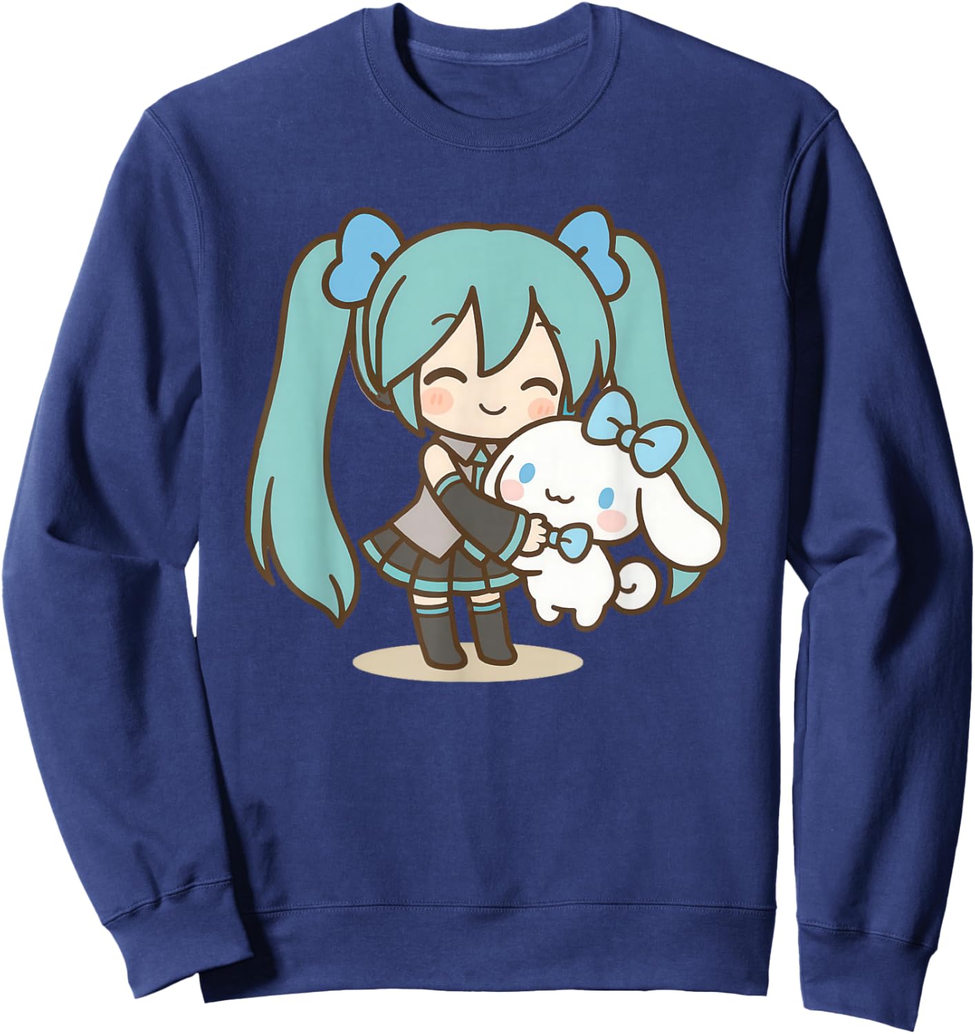 Cute Anime Manga Girl Miku Singer Singing Music Lover Kawaii Sweatshirt - Sweatshirt | Navy