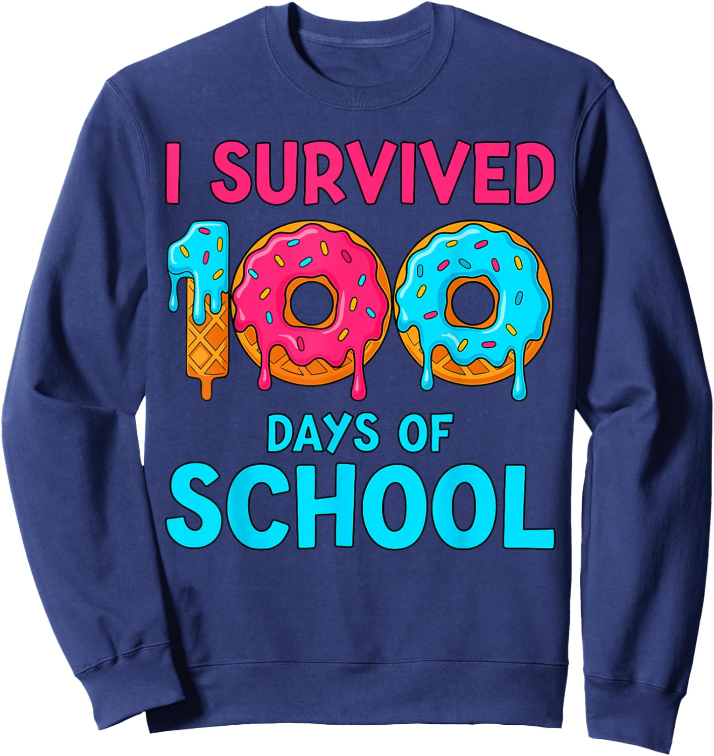 Boys 100 Days of School Shirt Drip 100th Day of School Boys Sweatshirt - Sweatshirt | Navy