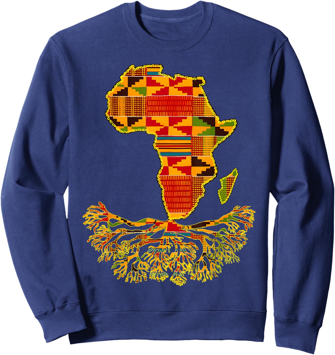Africa Map Traditional Kente Cloth African Roots Cool Sweatshirt - Sweatshirt | Navy