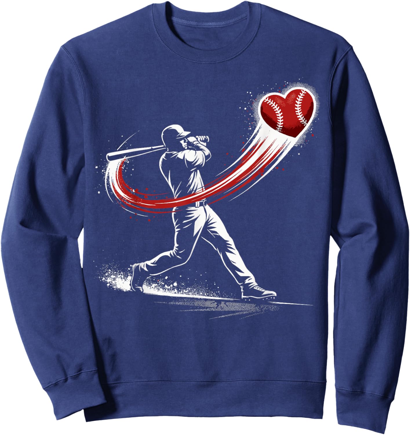 Valentines Day Baseball Batter Silhouette Heart Sweatshirt - Sweatshirt | Navy