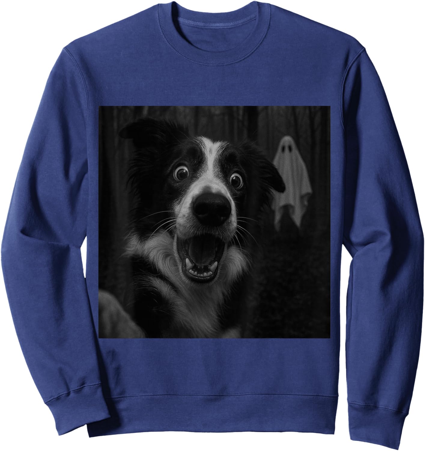 Border Collie Ghost Spooky Halloween Sweatshirt - Sweatshirt | Navy