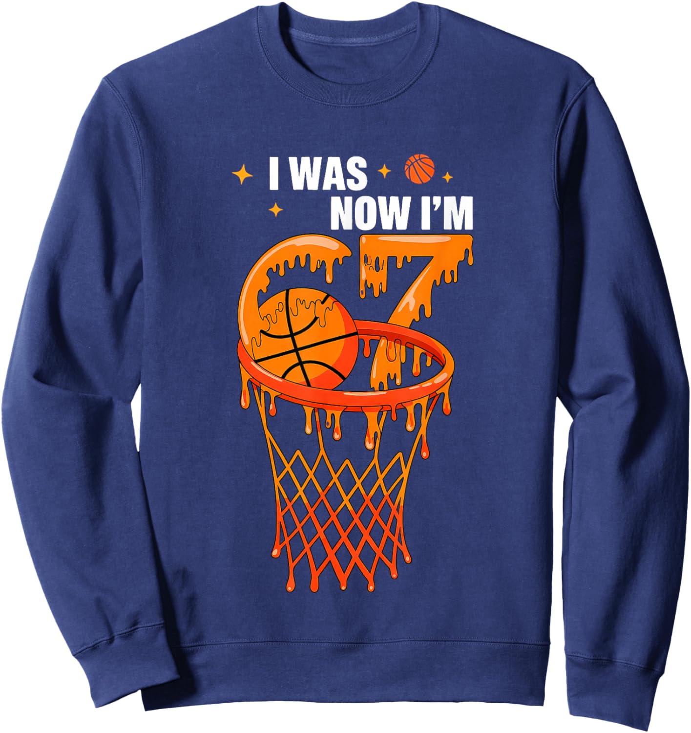 I was 6 Now I'm 7 Birthday Boy Basketball Sweatshirt - Sweatshirt | Navy