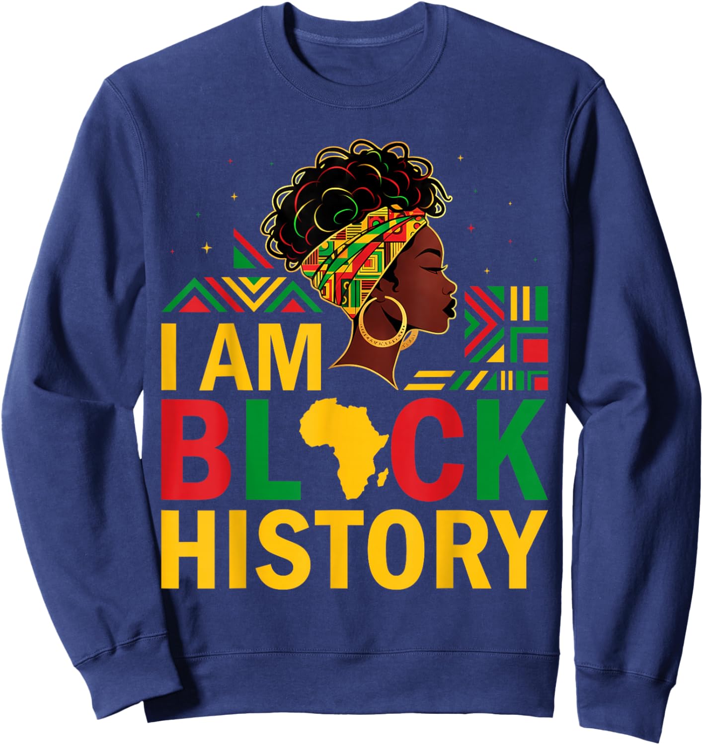 Girl Black History Month African American Afro Girls Women Sweatshirt - Sweatshirt | Navy