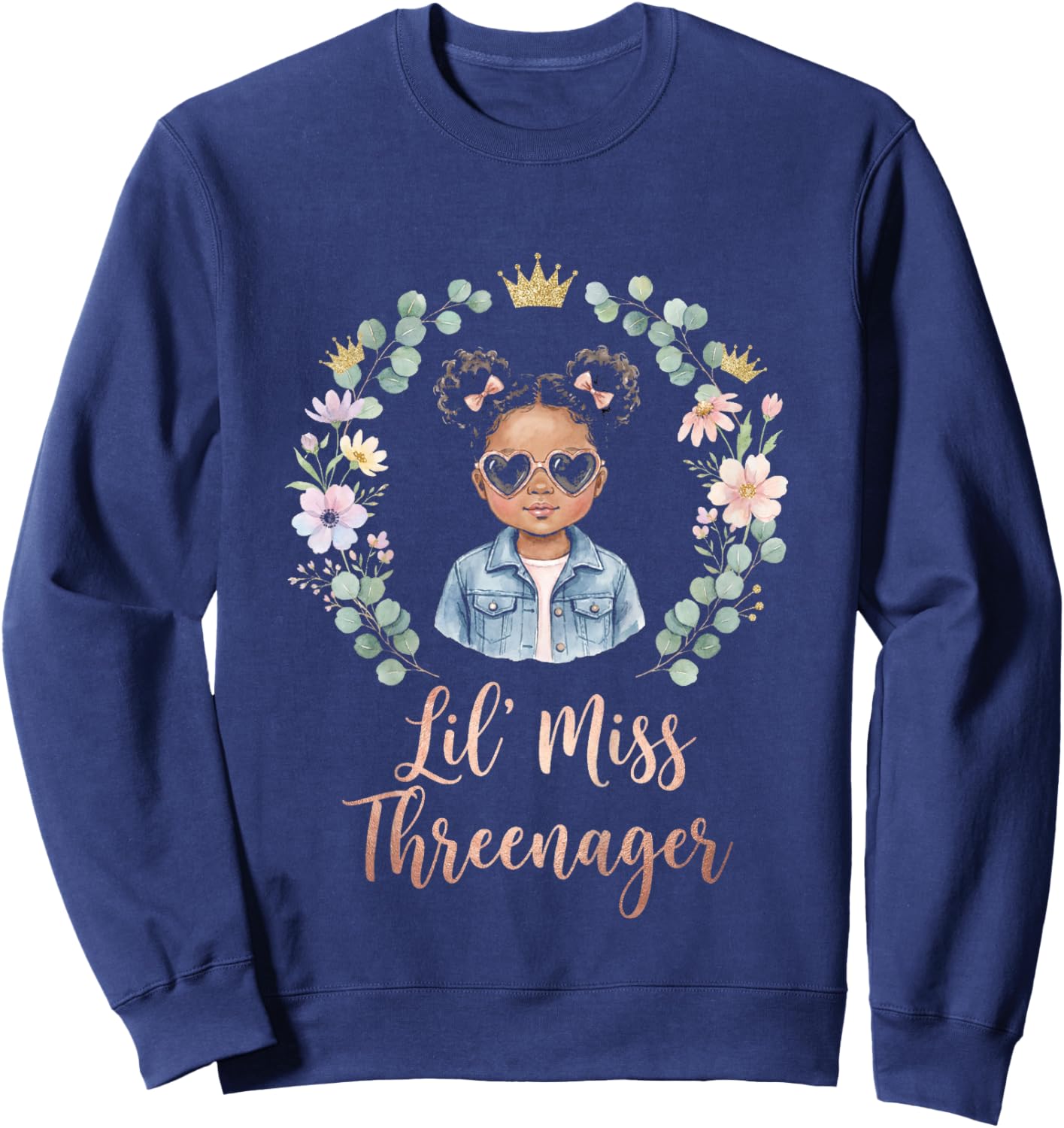 3rd Birthday Girl Sassy Toddler Lil Miss Threenager Sweatshirt - Sweatshirt | Navy