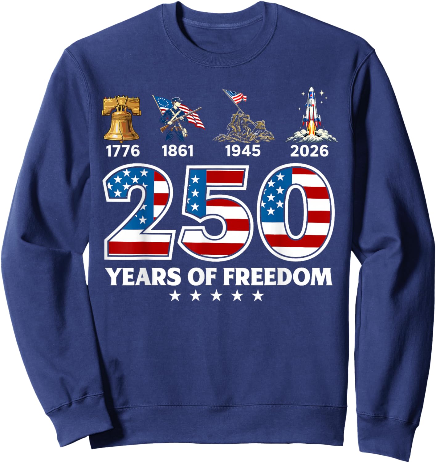 250 Years of Freedom 1776 2026 USA Freedom History Sweatshirt - Sweatshirt | Navy