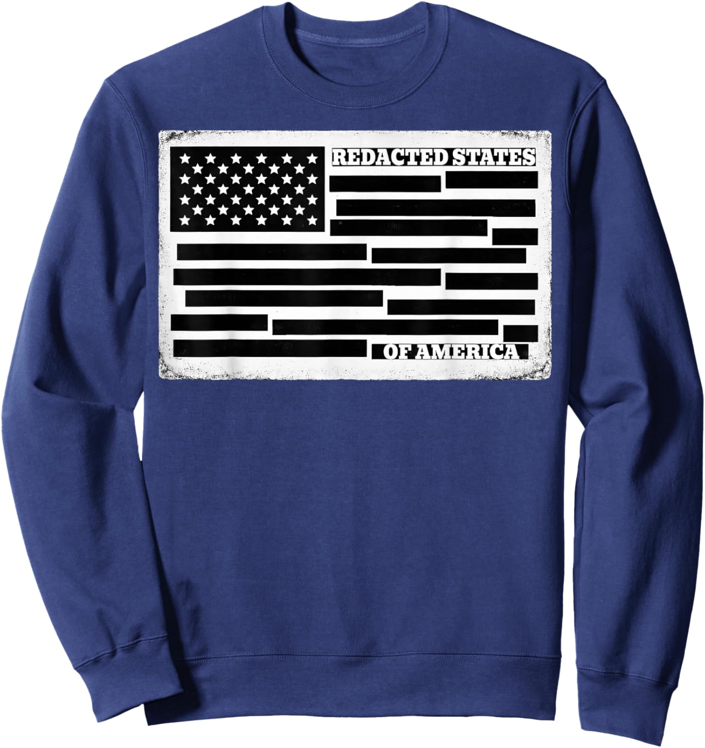 Redacted Files Censored Document American Flag United States Sweatshirt - Sweatshirt | Navy